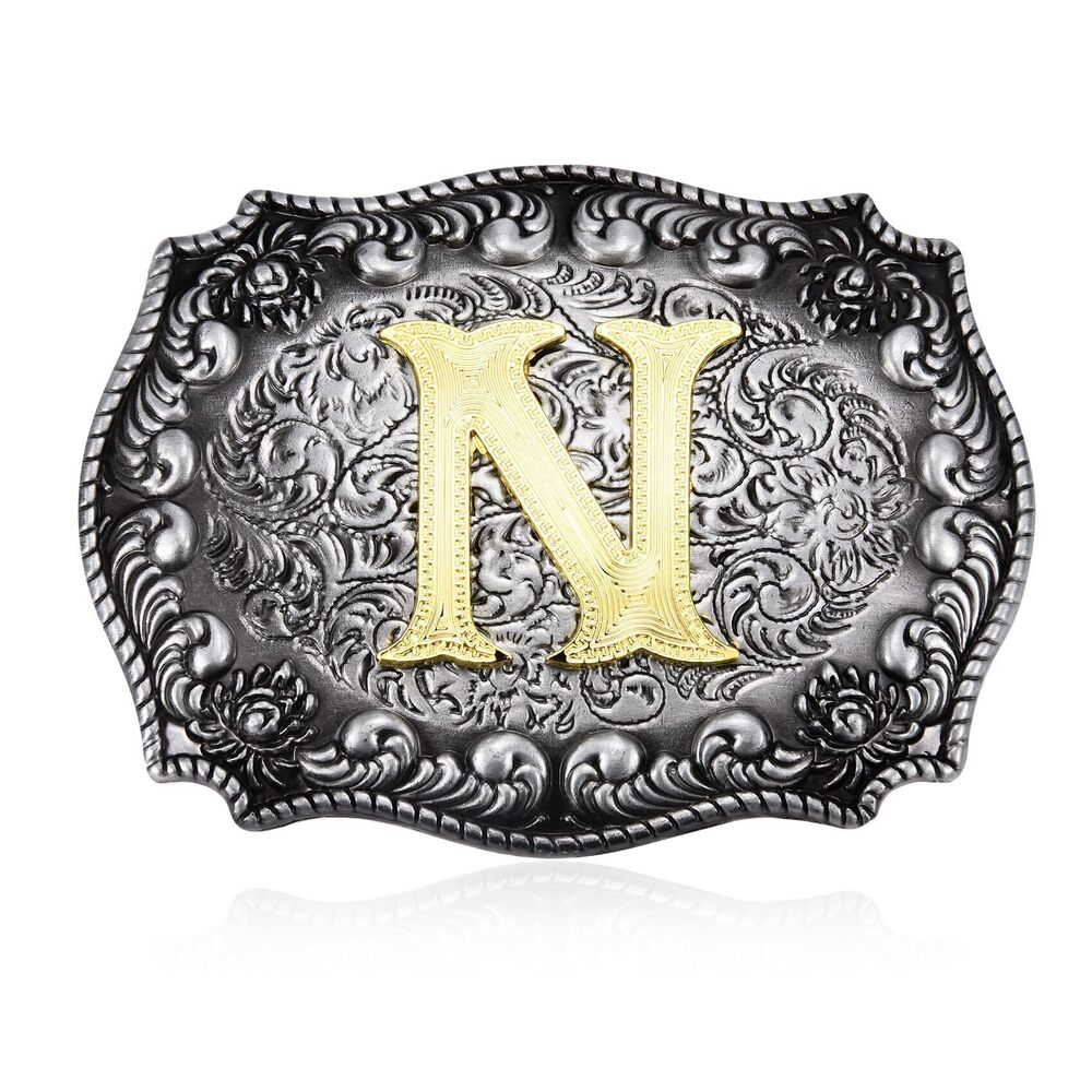 9554 Western Initial Letters Belt Buckle ABCDEFG to Z Alphabet Letters Belt